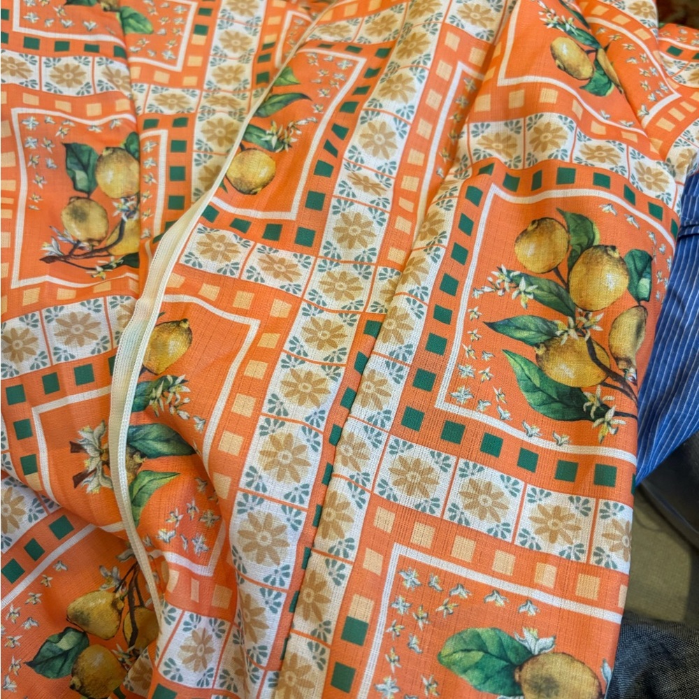 Vibrant Orange Floral Dress with Deep V-Neck - Picture 3 of 3